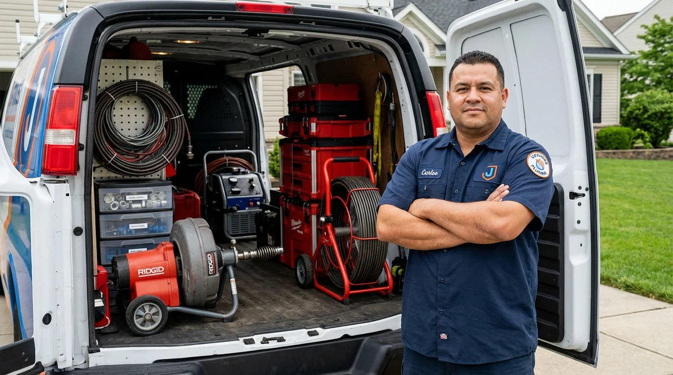 Professional drain cleaning equipment and Johns Plumbing LLC plumber in Deerfield